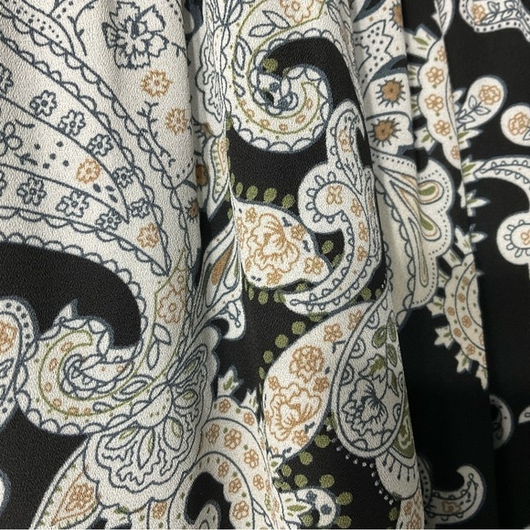Daniel Rainn Paisley Maxi Dress S Embroidered Black White Green Tan Sheer Long - Picture 6 of 12